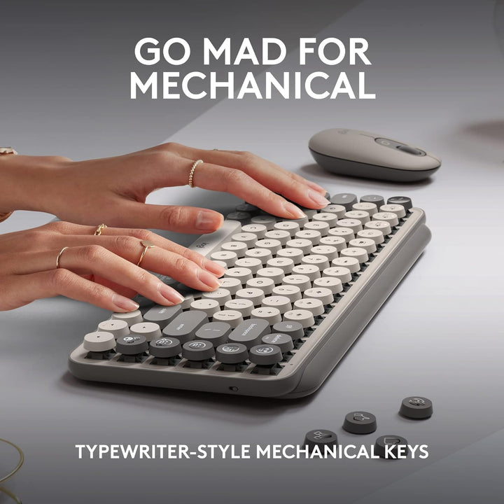 Logitech POP Keys Teclado inalámbrico mecánico con teclas de emojis...