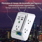 Extensor de Enchufe de 3 Lados con Luz Nocturna - QINLIANF Enchufe Múltiple con 5 Tomas y 4 Puertos USB (1 USB-C), Cargador de Pared USB para Hogar, Oficina, Viajes, Certificado ETL, Blanco