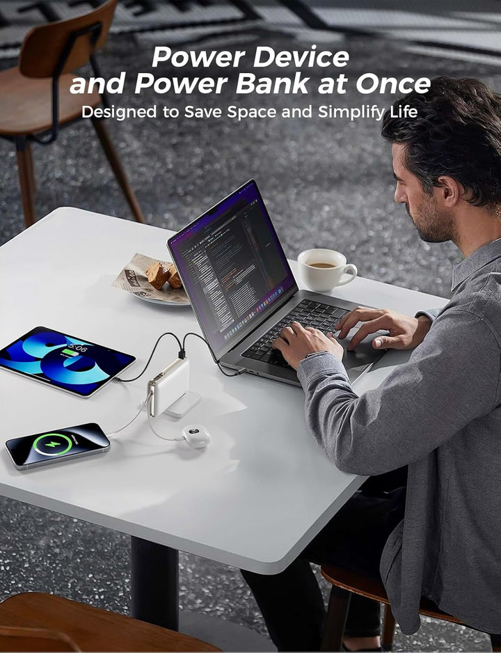 Sucrosey Banco de energía de 50,000 mAh con cable USB-C integrado y...