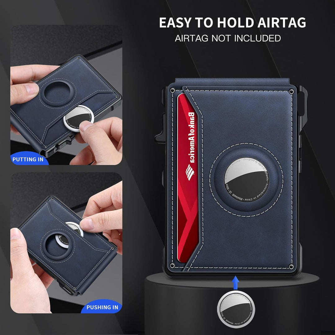 KIKVES Billetera para Airtag para hombre, tarjetero para AirTag con...