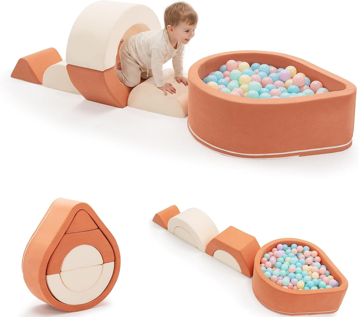 Juguetes de escalada para niños pequeños con hoyo de pelotas, 6 piezas de bloques de escalada de espuma para bebés, juego suave para interiores para gatear, escalar, equilibrio y juego