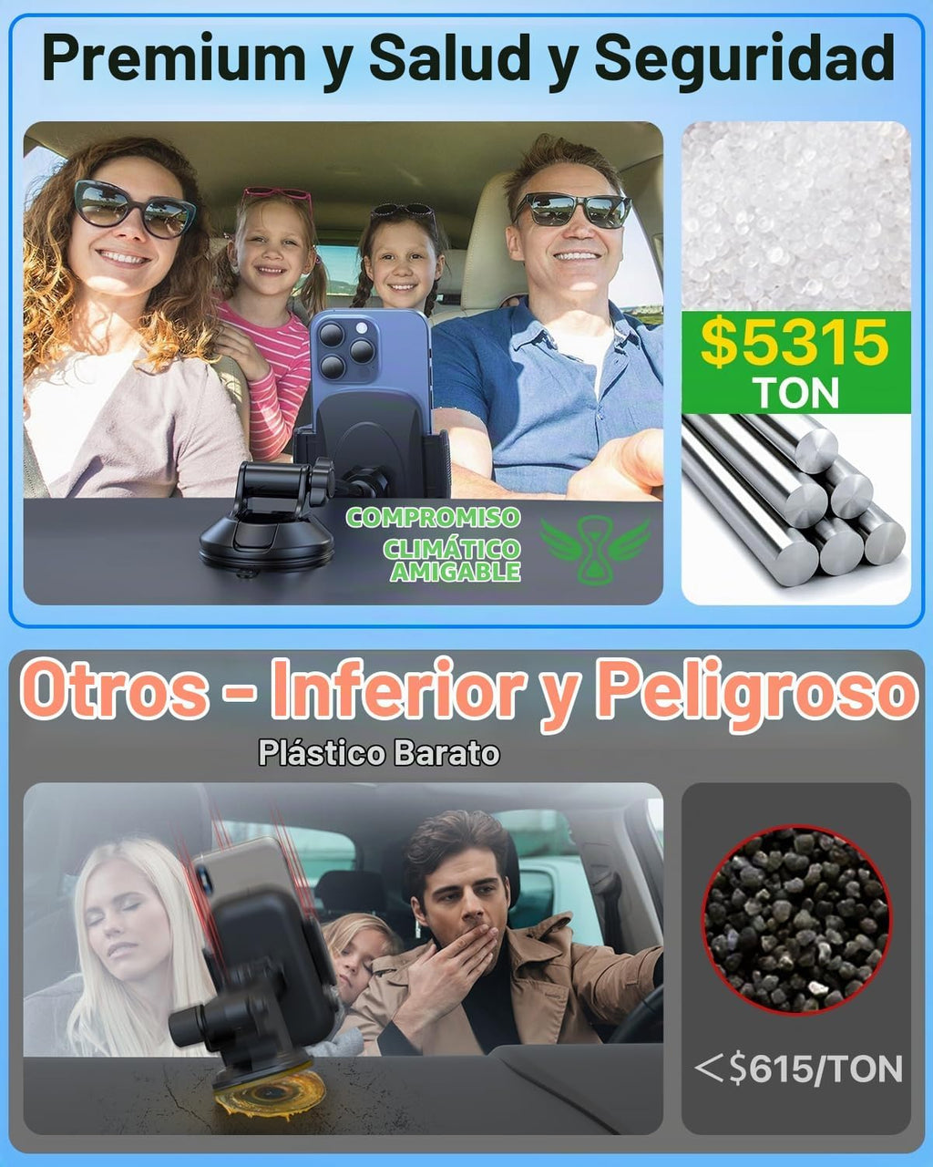Soporte de teléfono para automóvil【2026 mejorado 100+lbs de succión y seguridad cert】 Soporte de teléfono celular para camión Soporte de teléfono resistente para tablero, parabrisas/ventilación para iPhone 17 16 Pro Max, negro azabache