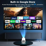 [Google TV integrado y control de voz] Mini proyector WISHOLY con W...