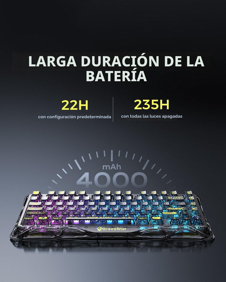 GravaStar Mercury K1 Lite 75% Gaming Keyboard, 2.4GHz\/BT\/Wired Tr...
