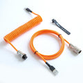 Pro Custom - Cable USB C en espiral para teclado mecánico de videojuegos, cable con doble manga y conector extraíble tipo aviación, 5 pies, USB-C a USB-A, naranja brillante