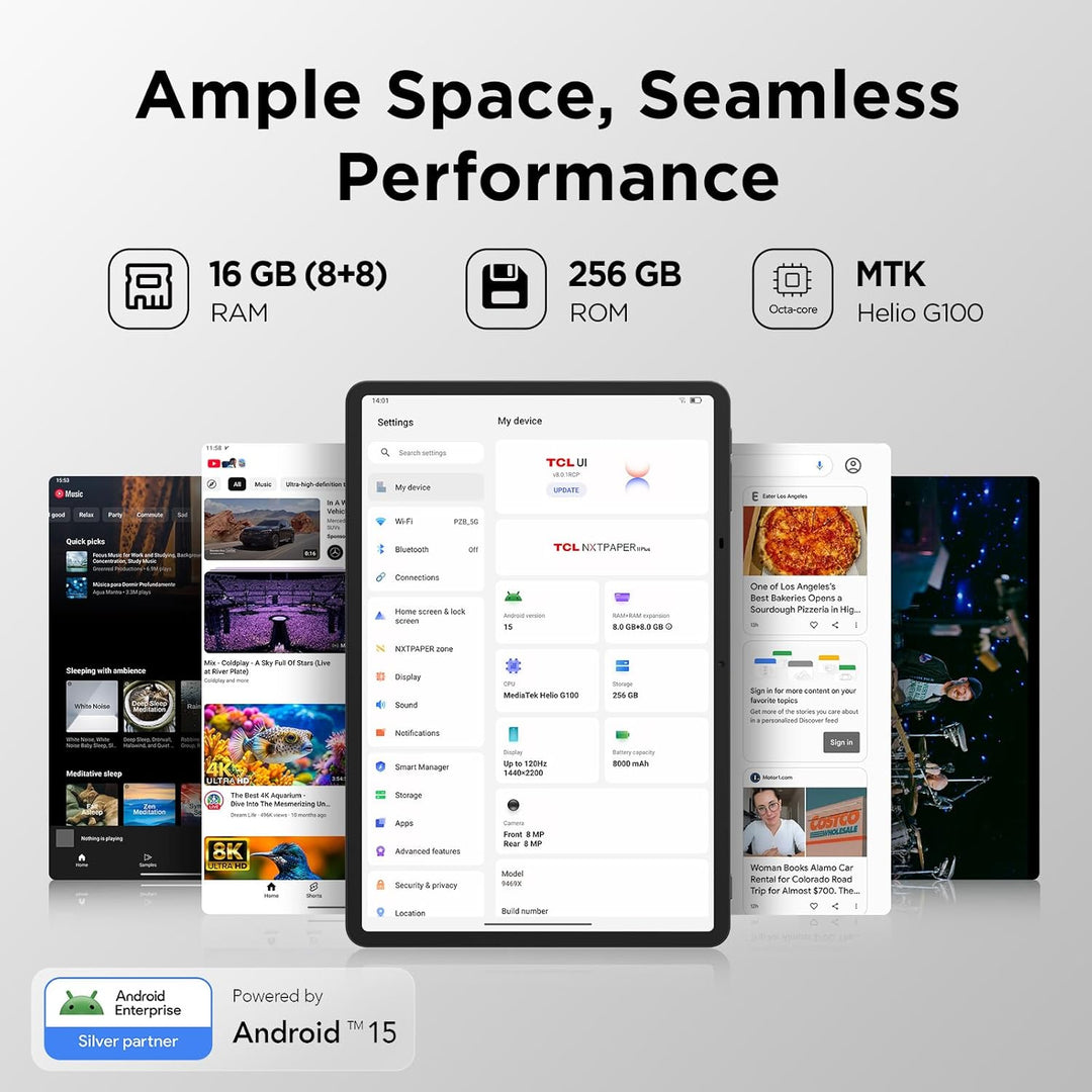 TCL Tableta Android NXTPAPER 11 Plus, 11.5 pulgadas, 120 Hz, 2.2 K,...
