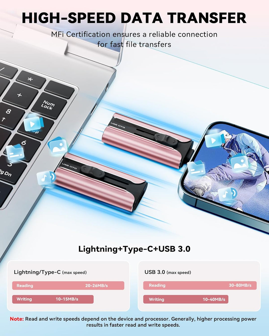 Memoria USB de 256GB con Certificación MFi para iPhone, Memoria USB...