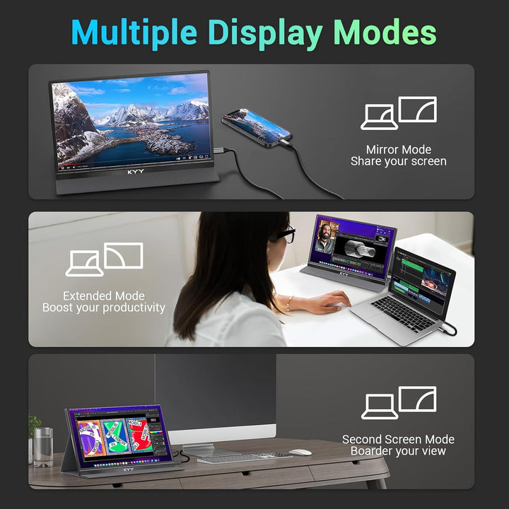 KYY Monitor portátil de 15.6 pulgadas FHD 1080P USB C HDMI Monitor...