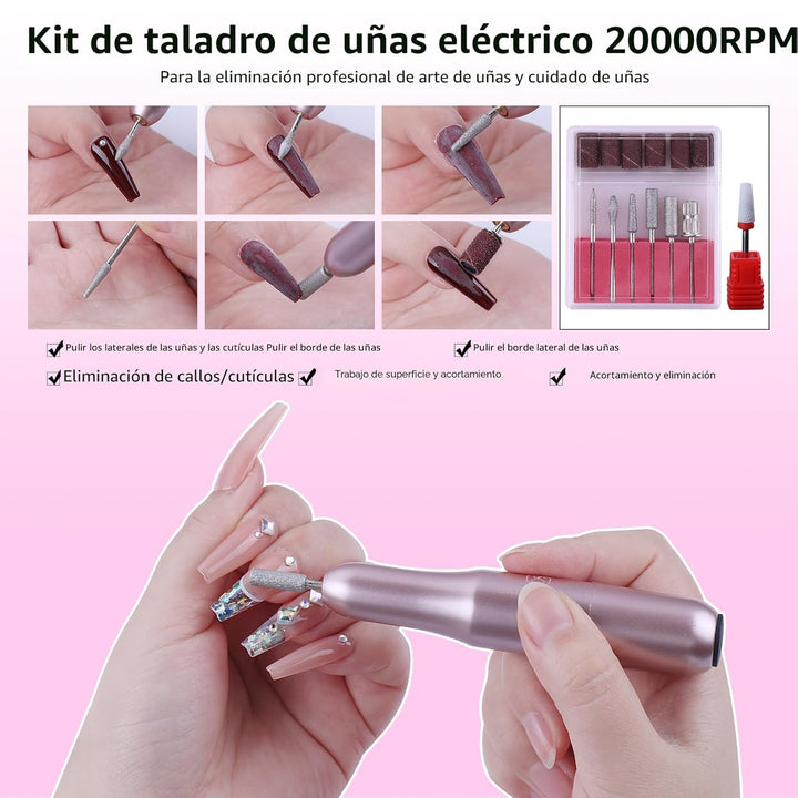 Kit de uñas acrílicas con todo: juego para principiantes con taladr...
