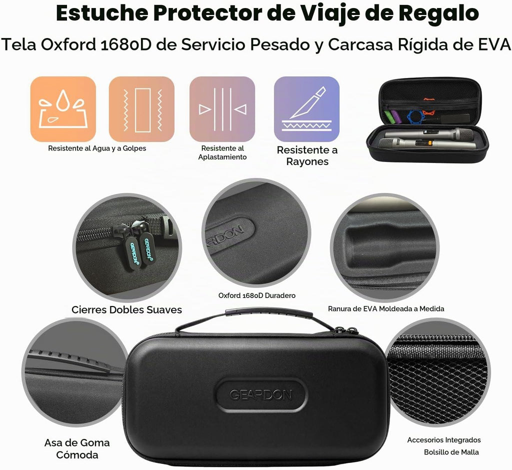 Micrófono inalámbrico dual 2.4G, micrófono recargable con bolsa de