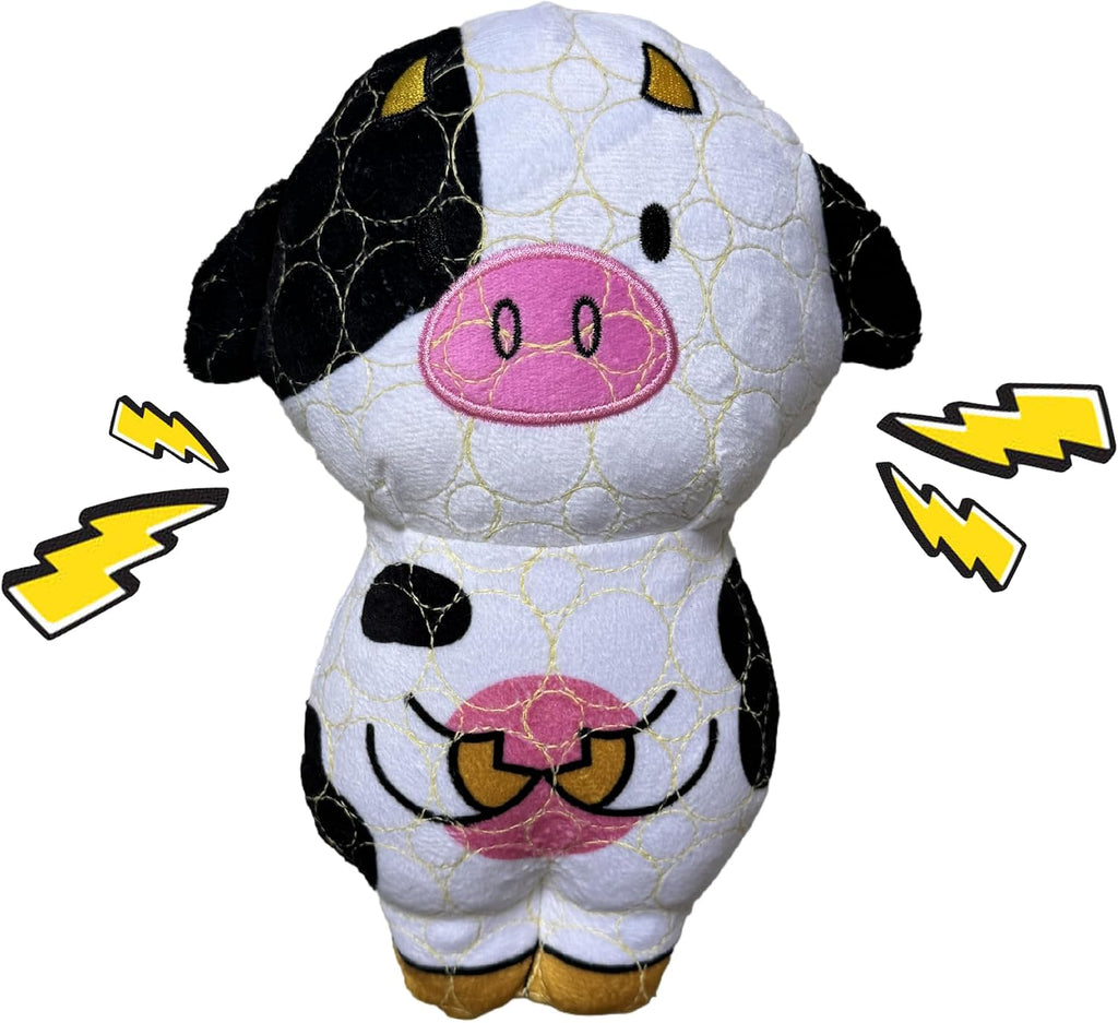 Bite Force - Juguetes de perro duraderos y resistentes con forma de vaca y silbato, reforzados con Kevlar para perros masticadores agresivos de raza pequeña, mediana y grande - Blanco y rosa.