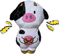 Bite Force - Juguetes de perro duraderos y resistentes con forma de vaca y silbato, reforzados con Kevlar para perros masticadores agresivos de raza pequeña, mediana y grande - Blanco y rosa.