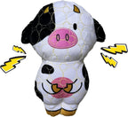 Bite Force - Juguetes de perro duraderos y resistentes con forma de vaca y silbato, reforzados con Kevlar para perros masticadores agresivos de raza pequeña, mediana y grande - Blanco y rosa.