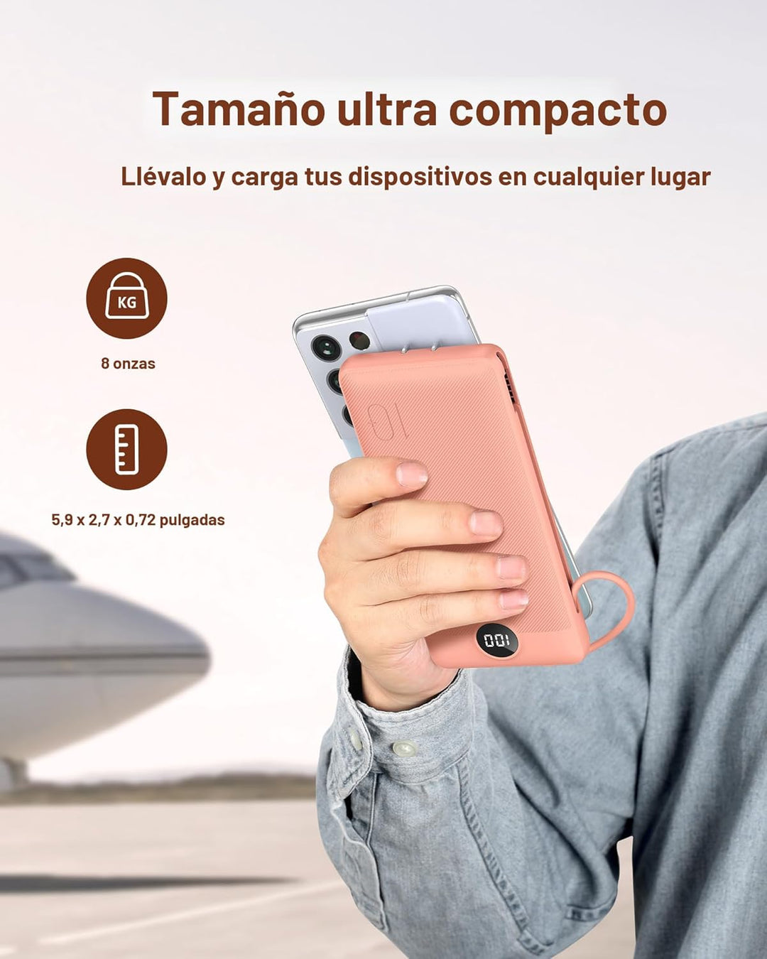VEGER Cargador portátil para iPhone con cables incorporados y enchu...