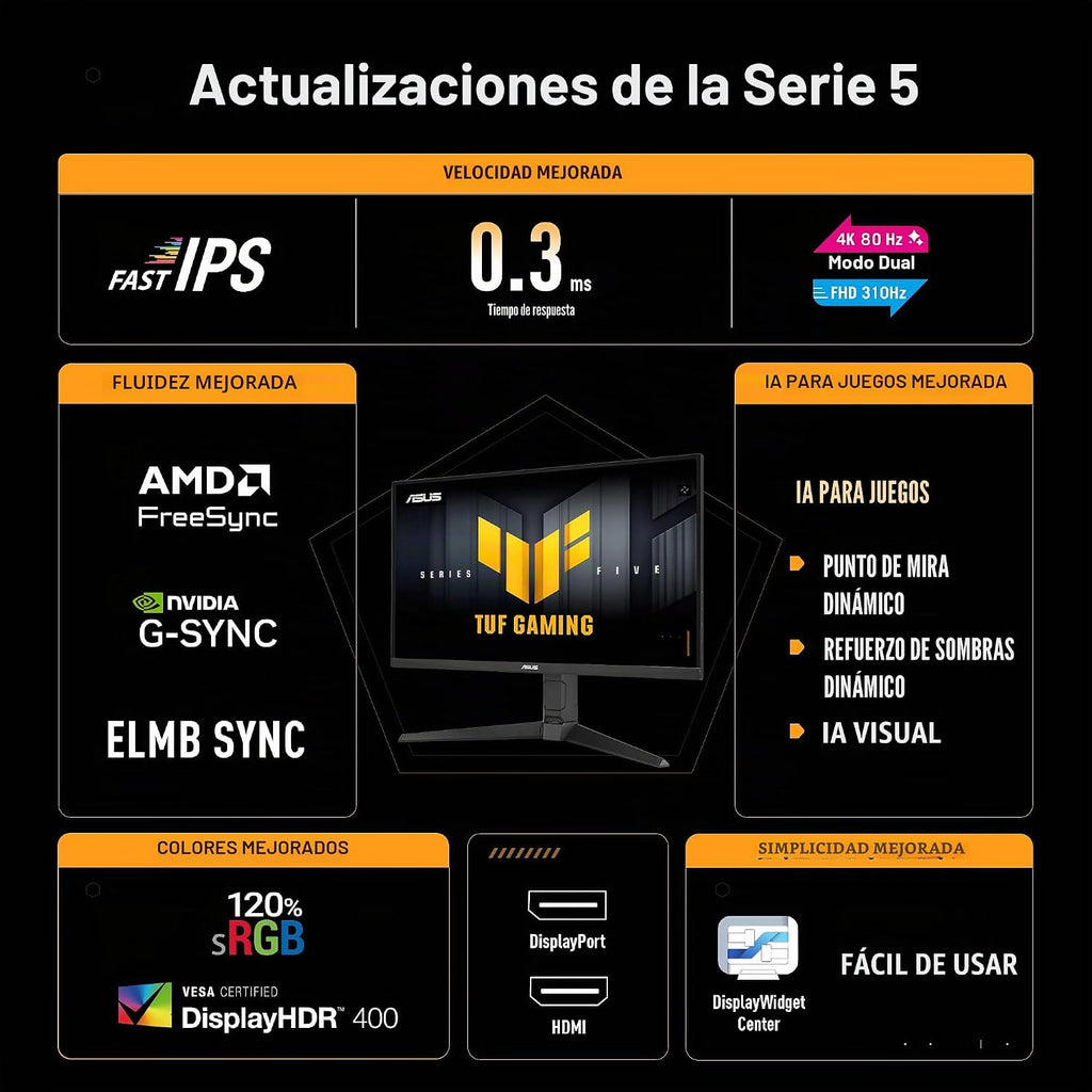 ASUS TUF Gaming Series 5 Monitor 4K de 27 pulgadas (VG27UQEL5A) - U...