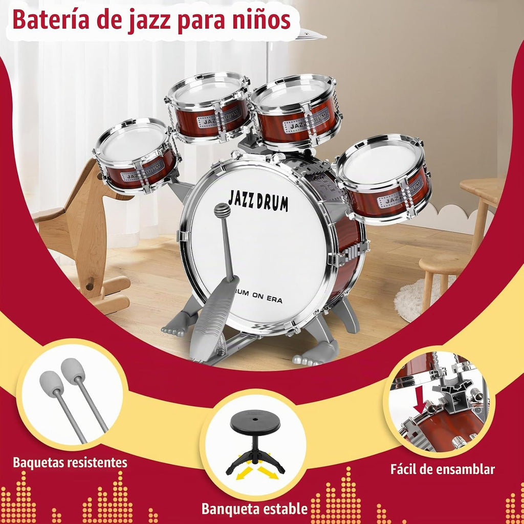 Batería infantil para niños pequeños 3-5 años - Instrumentos musicales Juguetes Regalos de cumpleaños