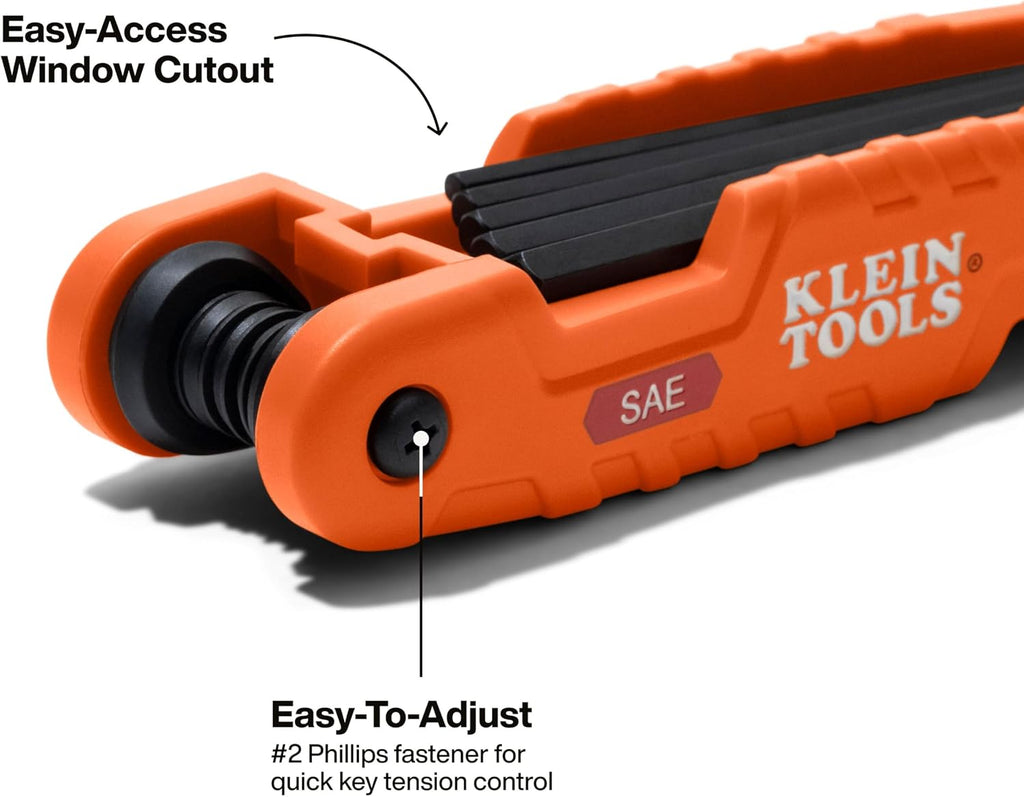 Klein Tools 70553 Juego de llaves hexagonales plegables Pro de 3 piezas, métricas, SAE, tamaños Torx, 31 llaves, acero de aleación tratado térmicamente de resistencia industrial