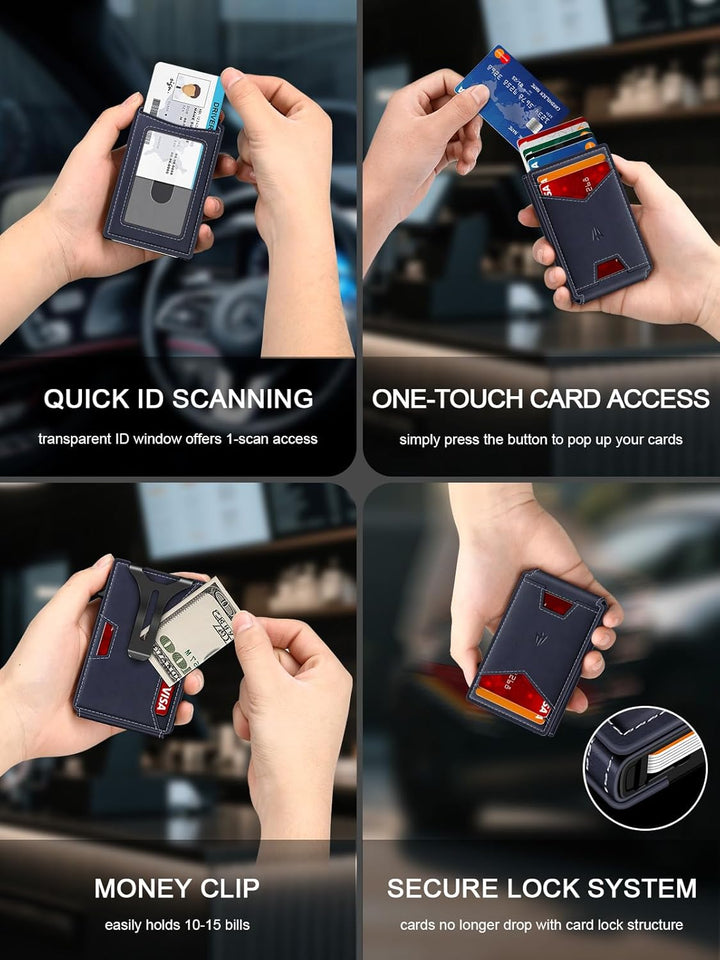 Ruiici Cartera para hombre, delgada y minimalista con clip para din...