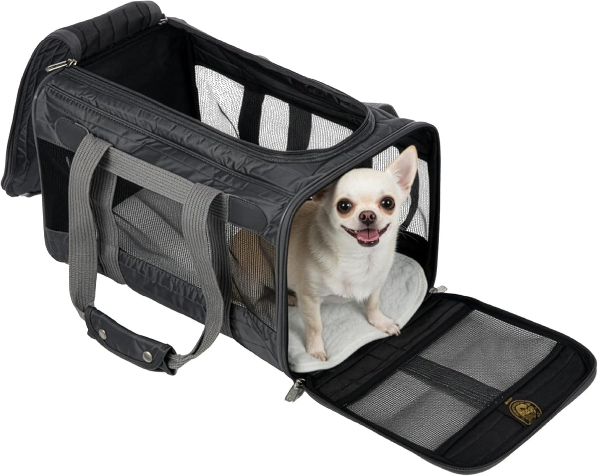 Sherpa Original Deluxe Transportador de Mascotas para Viajes, Aprobado por Aerolíneas y con Garantía a Bordo - Gris Carbón, Mediano