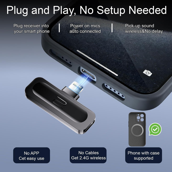 Paquete de 2 micrófonos inalámbricos mini de solapa Lavalier para i...