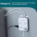 Philips Enchufe contra sobretensiones todo en uno con USB, 4 tomas con conexión a tierra y 4 tomas polarizadas, 2 puertos USB-C y 1 puerto USB-A, 15W compartidos, 1140 julios, certificado ETL, blanco