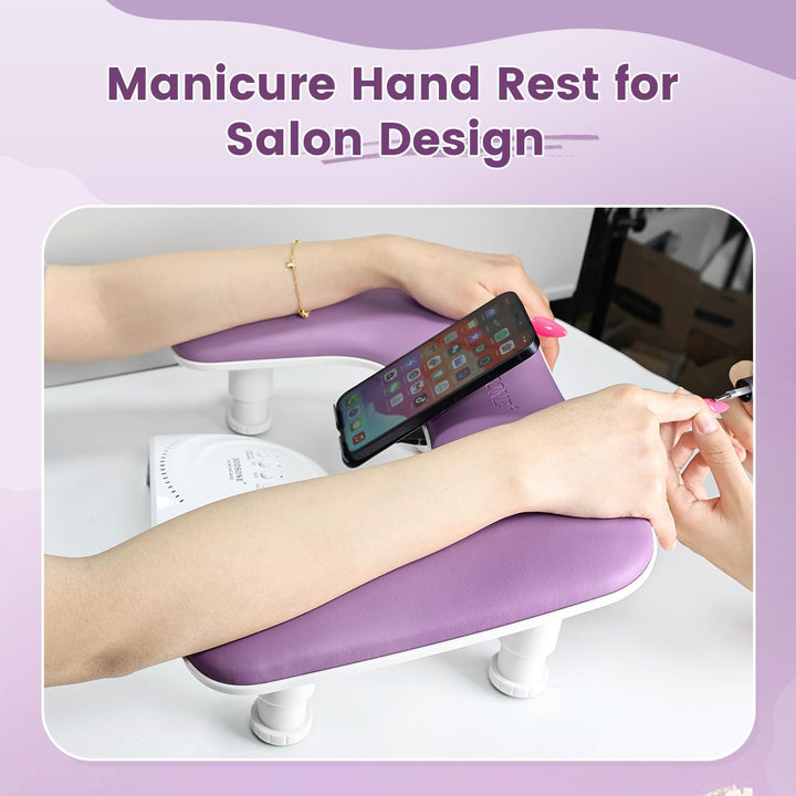 JODSONE Reposabrazos en forma de U púrpura para manicuristas con so...