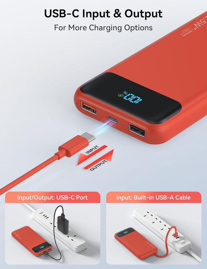 Cargador portátil de 10000 mAh integrado con 4 cables, cargador de...