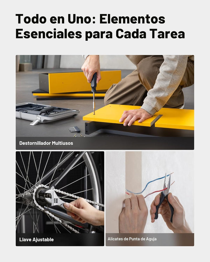 HOTO Kit de herramientas para el hogar de 25 piezas con taladro sin...