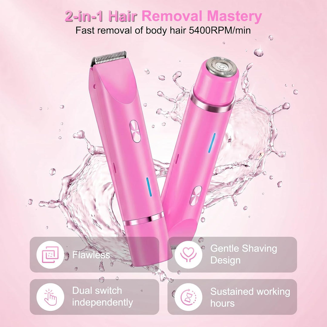 Debark Recortadora de bikini 2 en 1 para mujer, maquinilla de afeit...