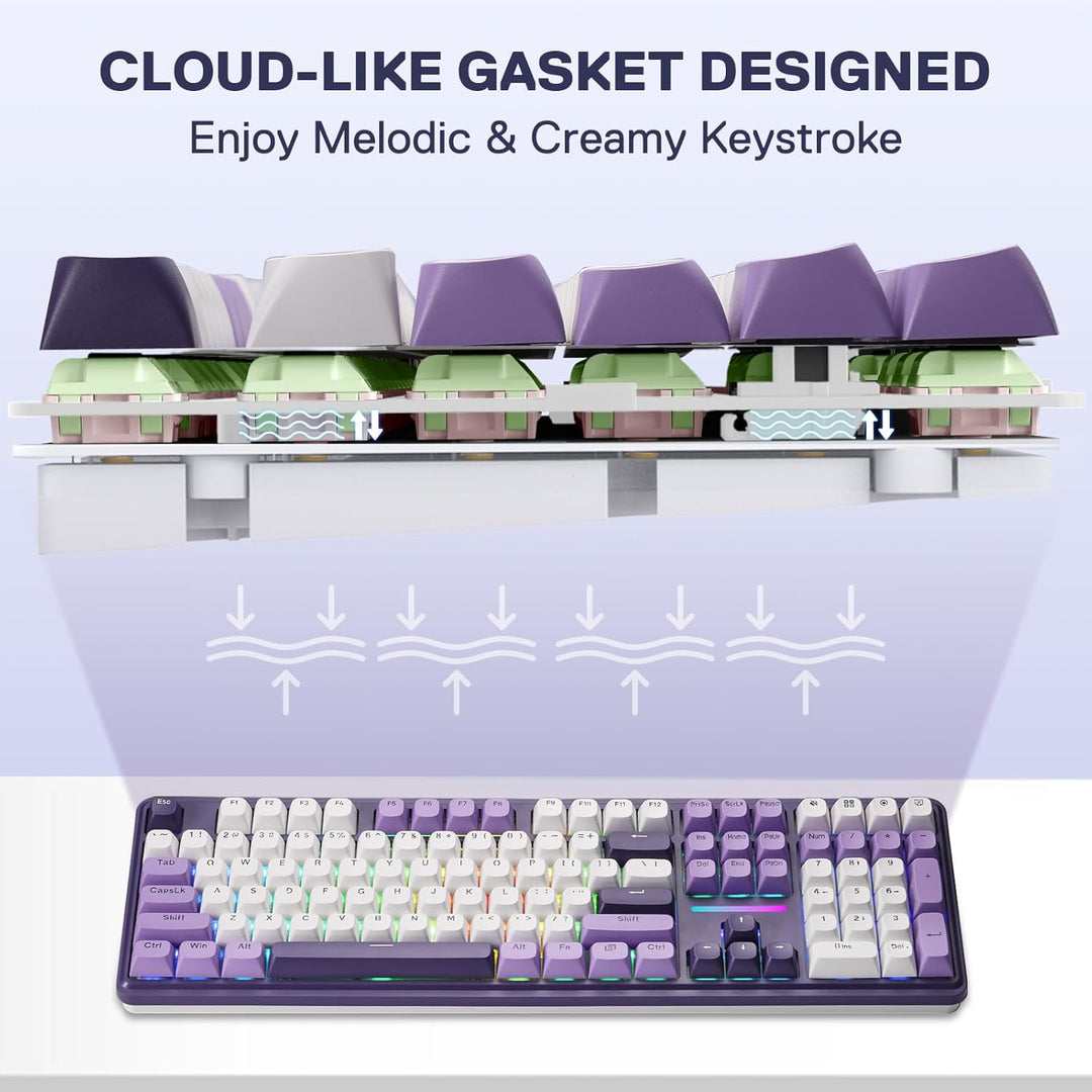 Redragon K745 PRO Teclado de juego inalámbrico con junta RGB, tecla...