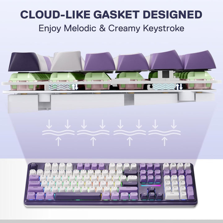 Redragon K745 PRO Teclado de juego inalámbrico con junta RGB, tecla...