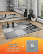 AIRHOP Alfombrillas de espuma EVA de alta densidad mejoradas de 0.79 pulgadas, extra gruesas, 48 pies cuadrados, 12 piezas grandes entrelazadas (24 x 24 pulgadas) para gimnasio en casa
