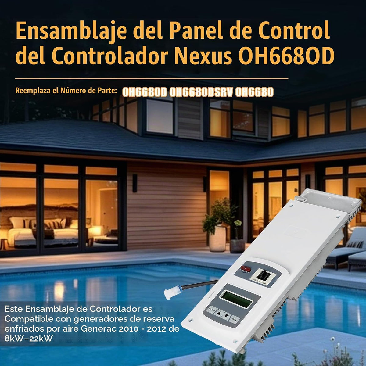 Controlador Nexus 0H6680D para generadores de espera refrigerados por aire Generac Guardian