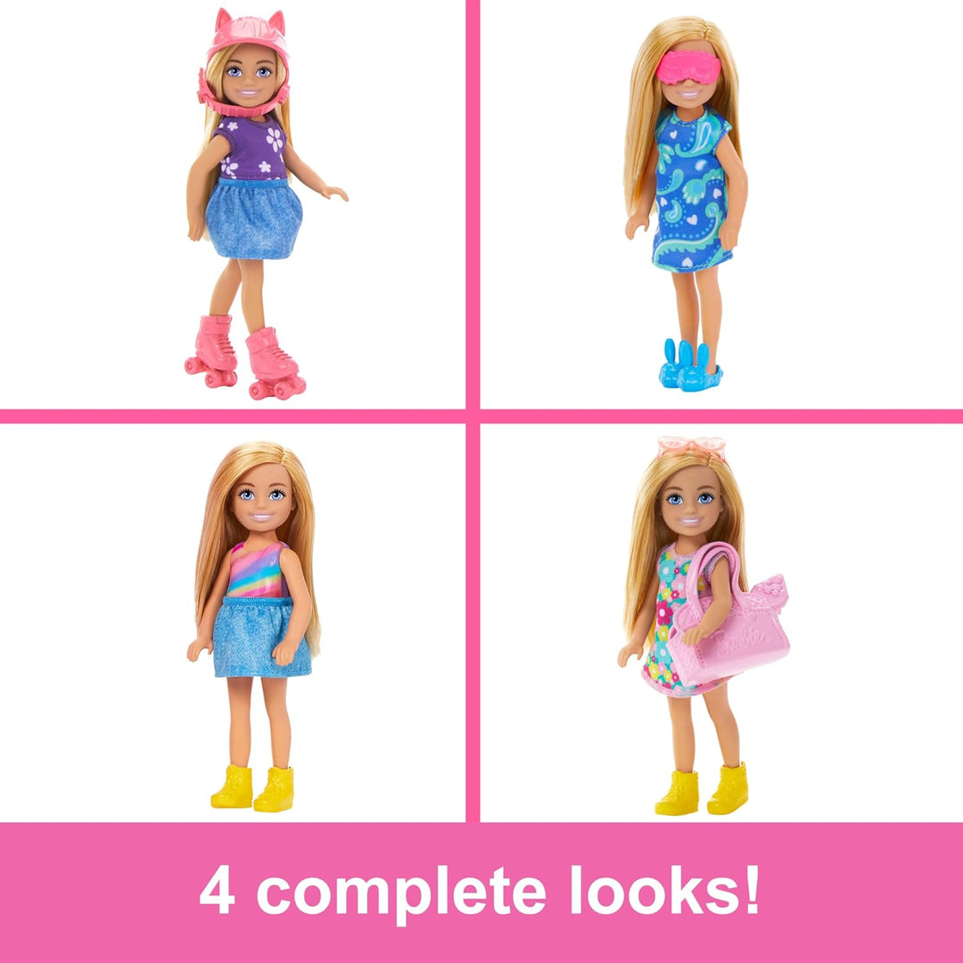Muñeca Barbie Chelsea y juego de juguetes con armario con 15 piezas...