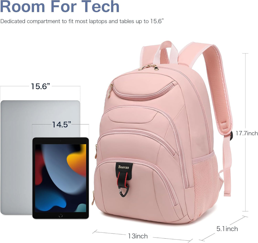 Mochila para laptop Boavan para hombres (Negro, 15.6), Rosa(Amour P...