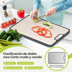 Tabla de cortar de titanio, titanio puro/polipropileno de doble cara de grado alimenticio, tabla de cortar para cocina, fácil de limpiar, tamaño grande [18 x 12.5 + 15.5 x 10.5 + 12 x 8.5 pulgadas]