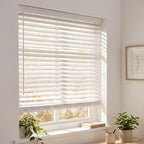 Persianas de Madera Real Sin Cables de 2" 23"W x 48"H Blanco en Pino para Ventanas de Interior