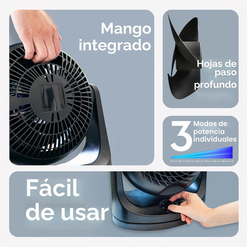 IRIS USA WOOZOO Ventilador de escritorio mediano, oscilante, inclin...