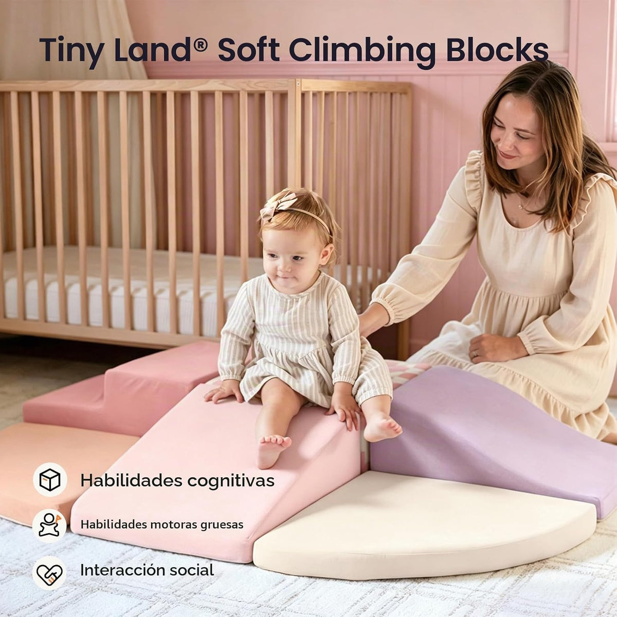 Tiny Land Bloques de escalada de espuma suave para niños pequeños, bloques