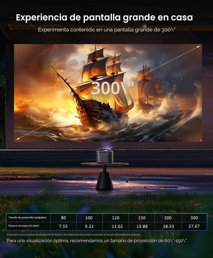 NexiGo TriVision Ultra, proyector portátil 4K Tri-LED láser, 2600 l...
