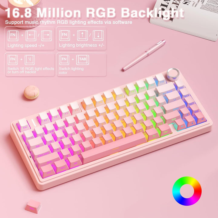 AULA Teclado mecánico inalámbrico F75 Pro, versión silenciosa, 75%...
