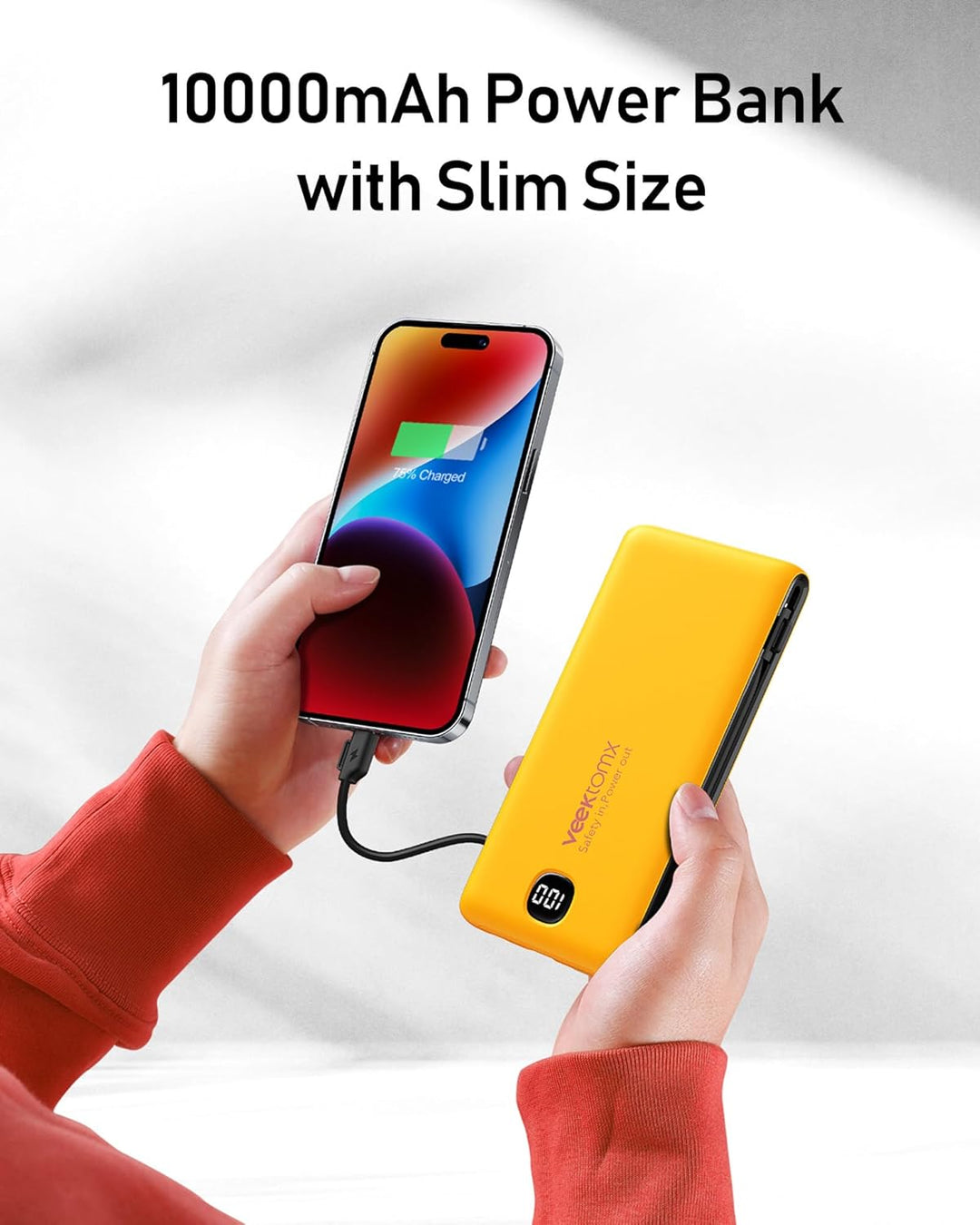 VEEKTOMX Cargador portátil con cables integrados de 10000 mAh, banc...