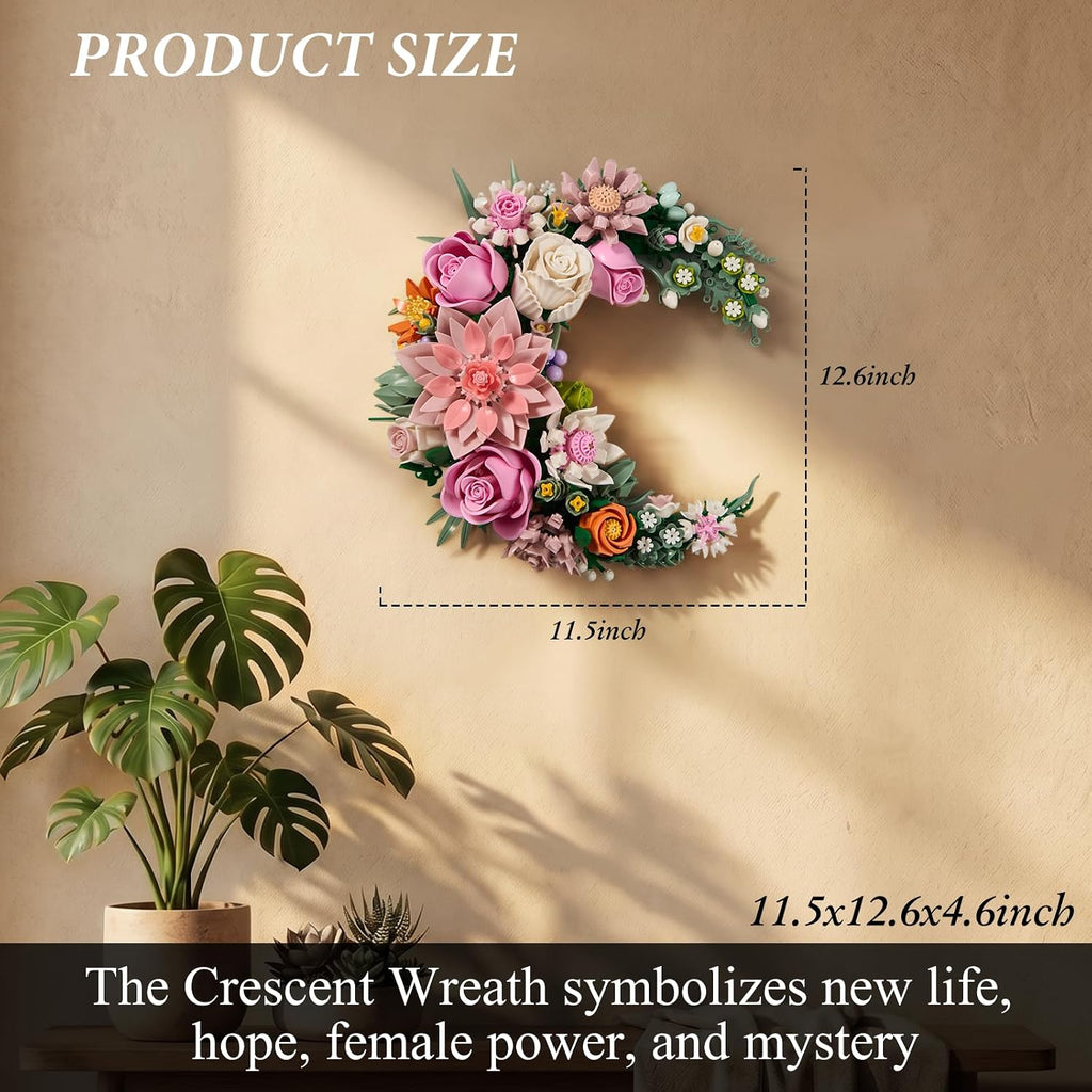 Juego de construcción de flores de luna rosa, ramo de rosas de dalia colección botánica, bloque de construcción, compatible con flores de Lego para decoración de pared del hogar, regalos para más de