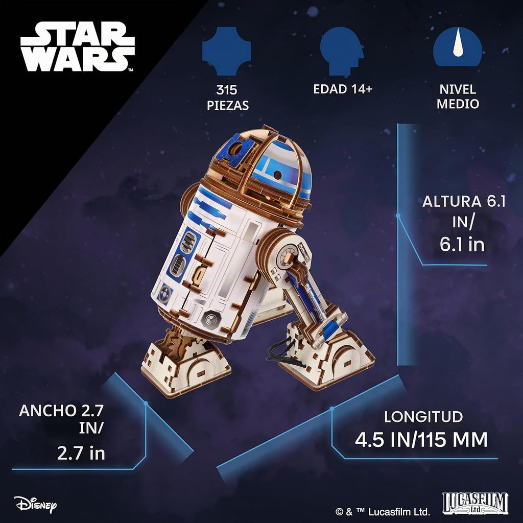 UGEARS Star Wars™ R2-D2™ Rompecabezas de madera 3D para adultos - Modelo