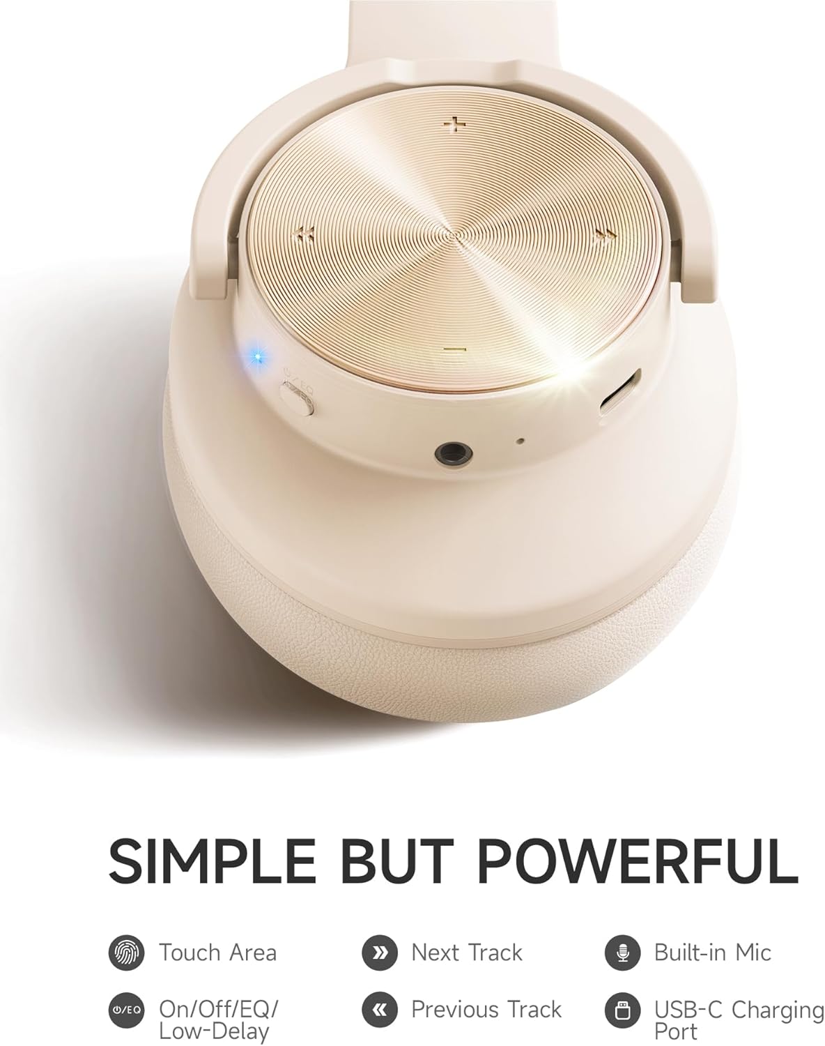 Picun Auriculares Bluetooth inalámbricos B8, tiempo de reproducción, Caqui Blanco