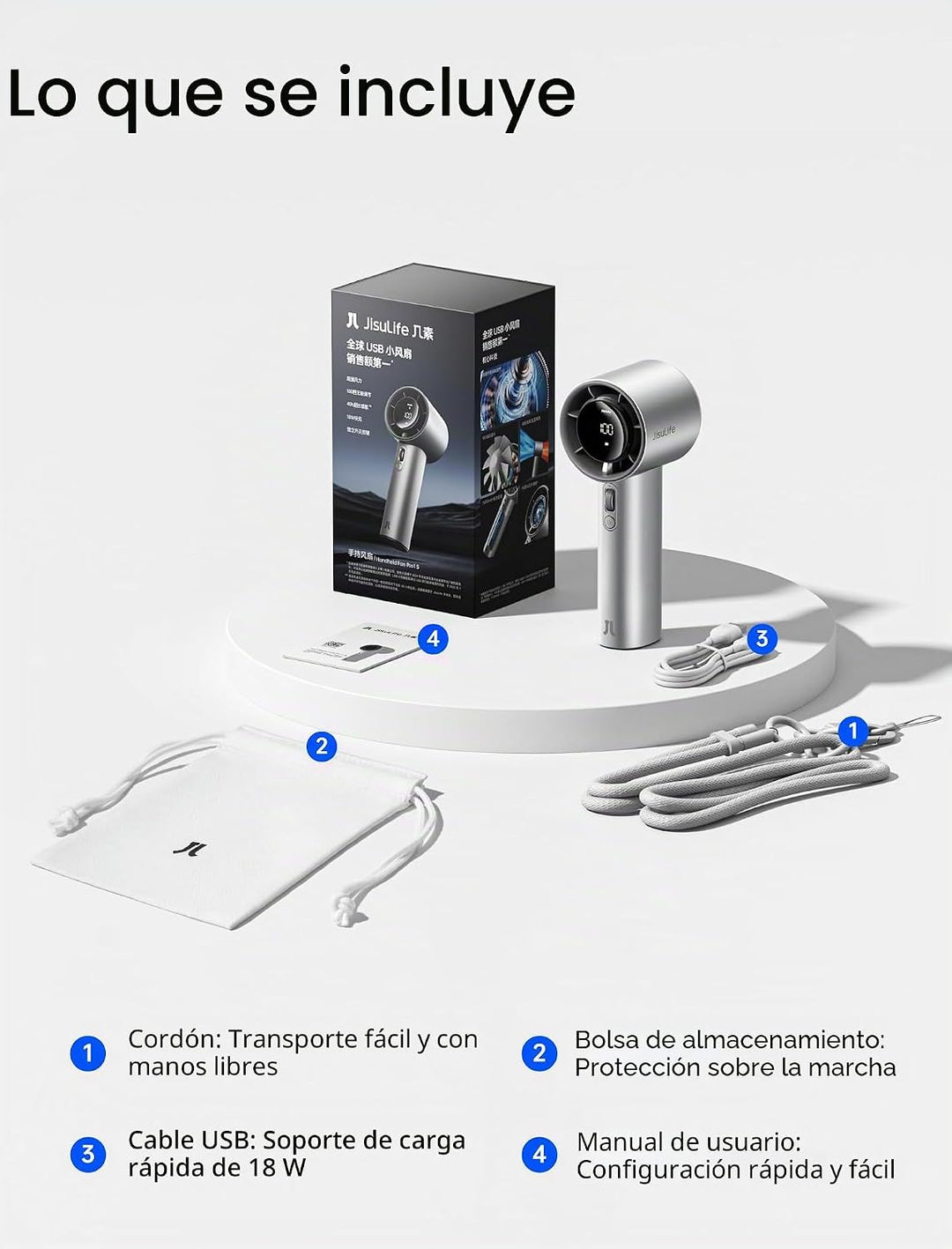 JISULIFE Ventilador de mano Pro1S - Flujo de aire de próxima genera...