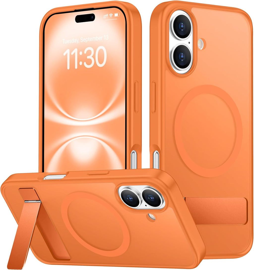 SPIDERCASE Funda magnética para iPhone 16, soporte incorporado, naranja