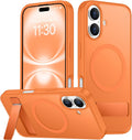 SPIDERCASE Funda magnética para iPhone 16, soporte incorporado, naranja