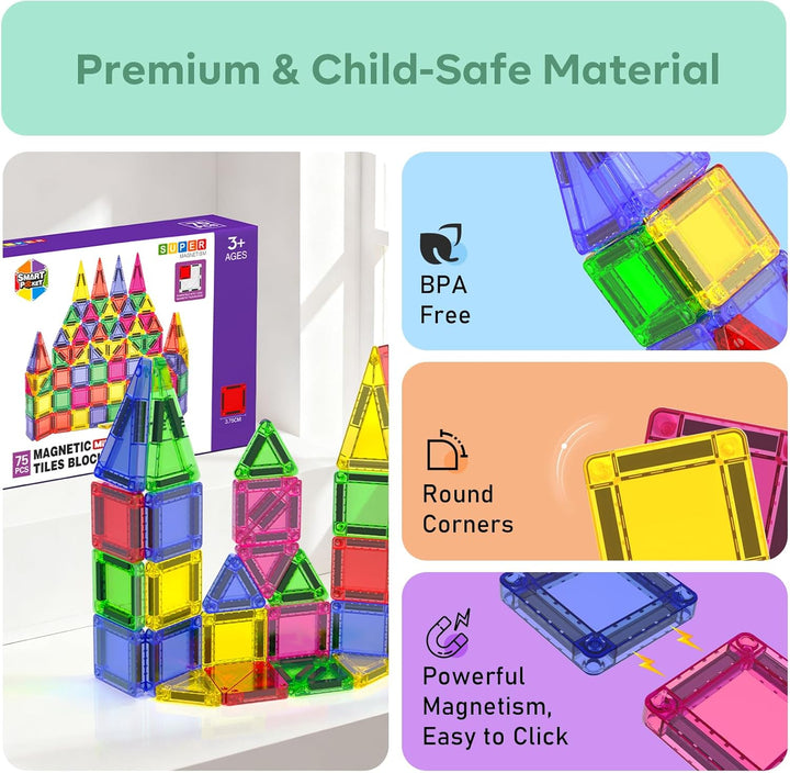 Fichas Magnéticas Juguetes para Niños, 75 Piezas Fichas Magnéticas...