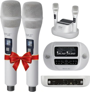 Pyle Juego de micrófonos de karaoke - Micrófonos inalámbricos con r...